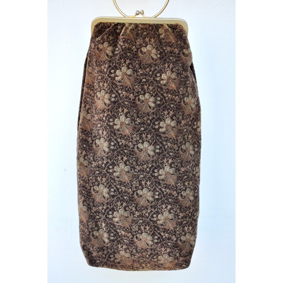 Velvet Floral Long Bag 90s does 20s Flapper Burlesque Bag Art Deco Victorian - Picture 7 of 10